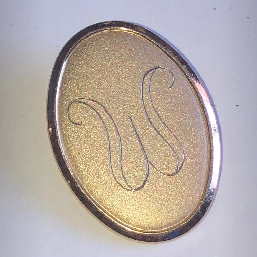 Vintage Gold Tone Initial W Brooch Pin